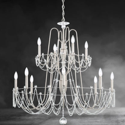 Esmeralda 2-Tier Crystal Chandelier 37"