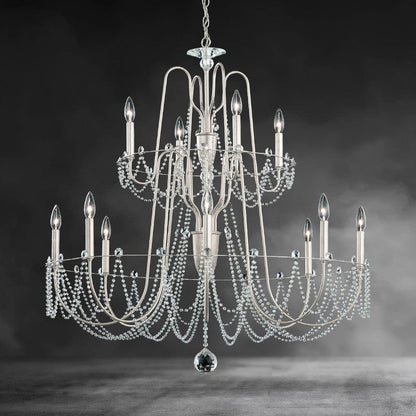 Esmeralda 2-Tier Crystal Chandelier 37"