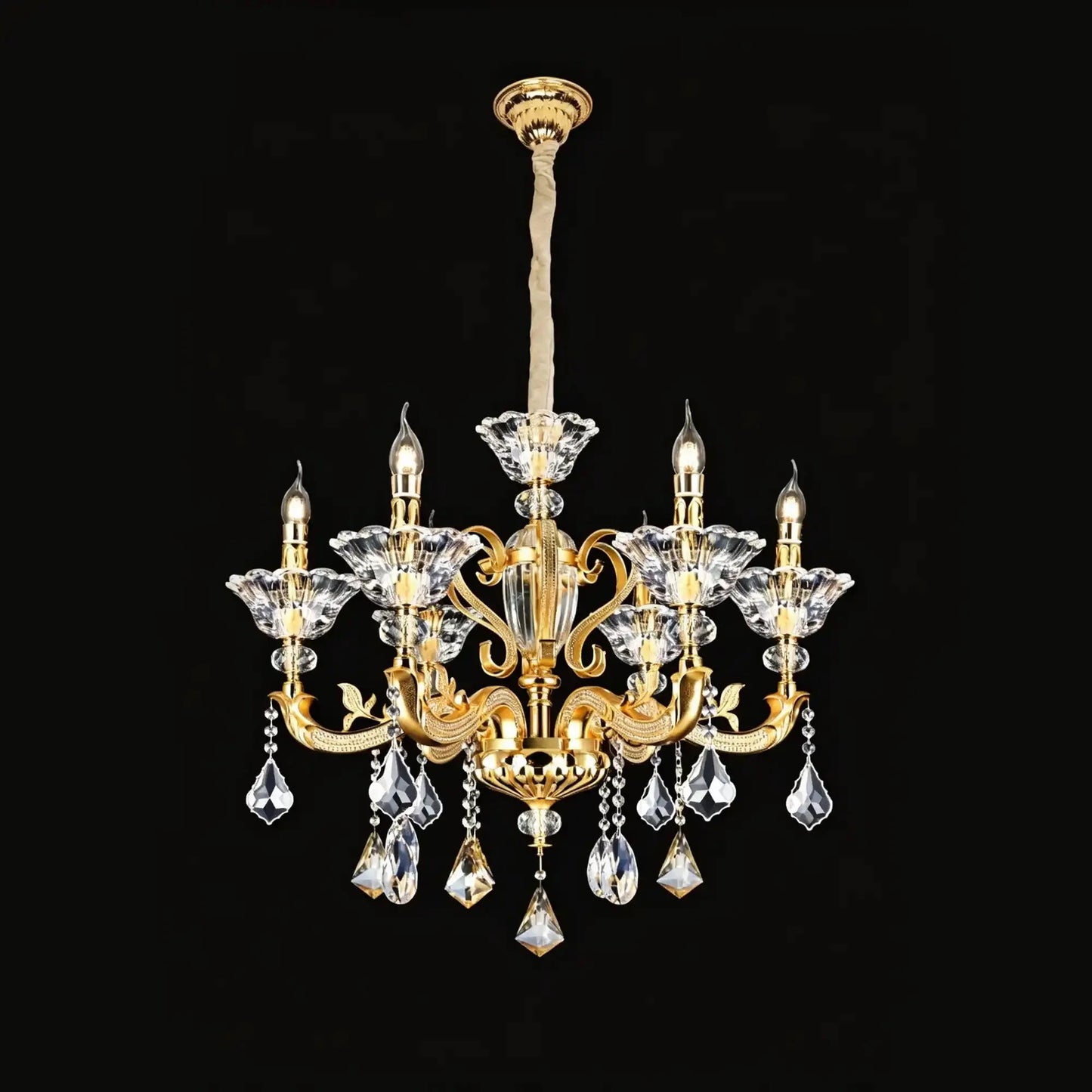 Eternal Baroque Revival Chandelier Series with Diamond-Inspired Crystal-Studded Light Arms