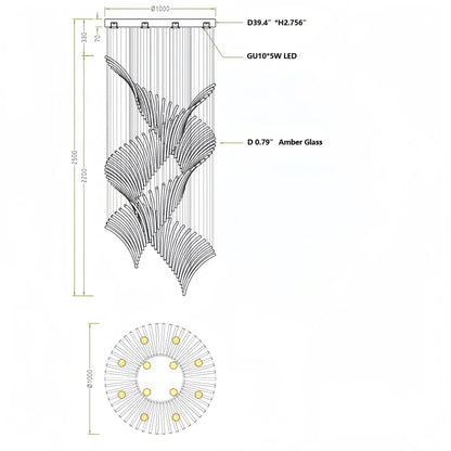 European Style Spiral Glass Chandelier for Staircase/Foyer/Hotel/Villa