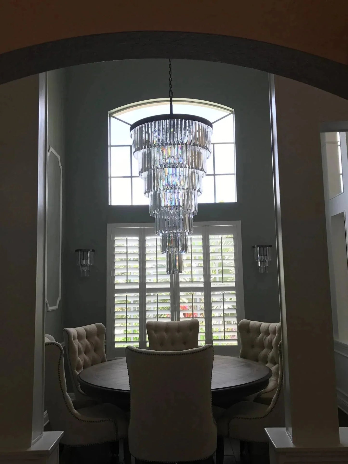 Extra Large 7-Tier Luxury Crystal Chandelier in Black/Coffee/Gold/Chrome Finish Color