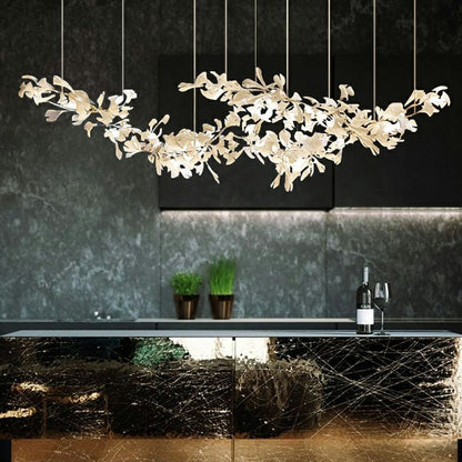 Extra Large Ceramic White Flower Chandelier in Artistic Branch Style for Spacious Living and Dining Room