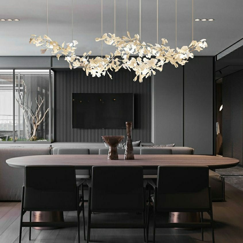 Extra Large Ceramic White Flower Chandelier in Artistic Branch Style for Spacious Living and Dining Room