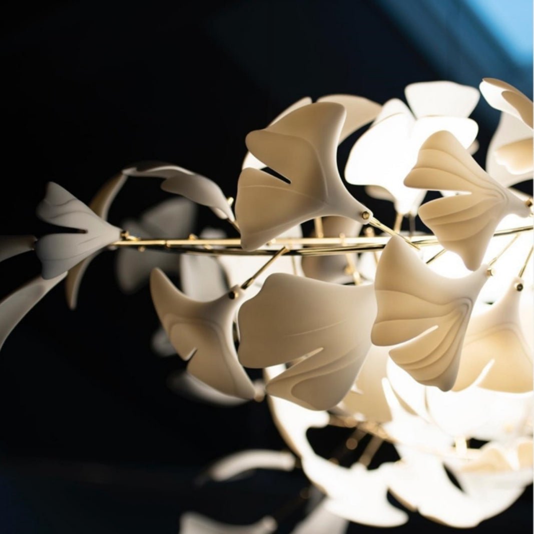 Extra Large Ceramic White Flower Chandelier in Artistic Branch Style for Spacious Living and Dining Room
