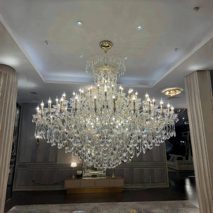 Extra Large Elegant Crystal Chandelier in Branch Style with Candle Layers for Stairs Living Room and Foyer