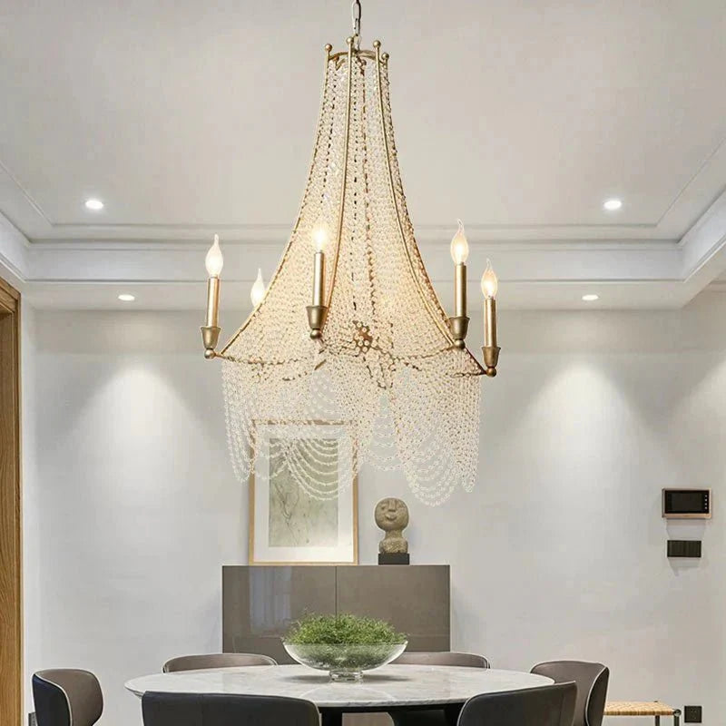 Extra Large European Crystal Beaded Chandelier Candle Light for Stairs / Duplex / Villa