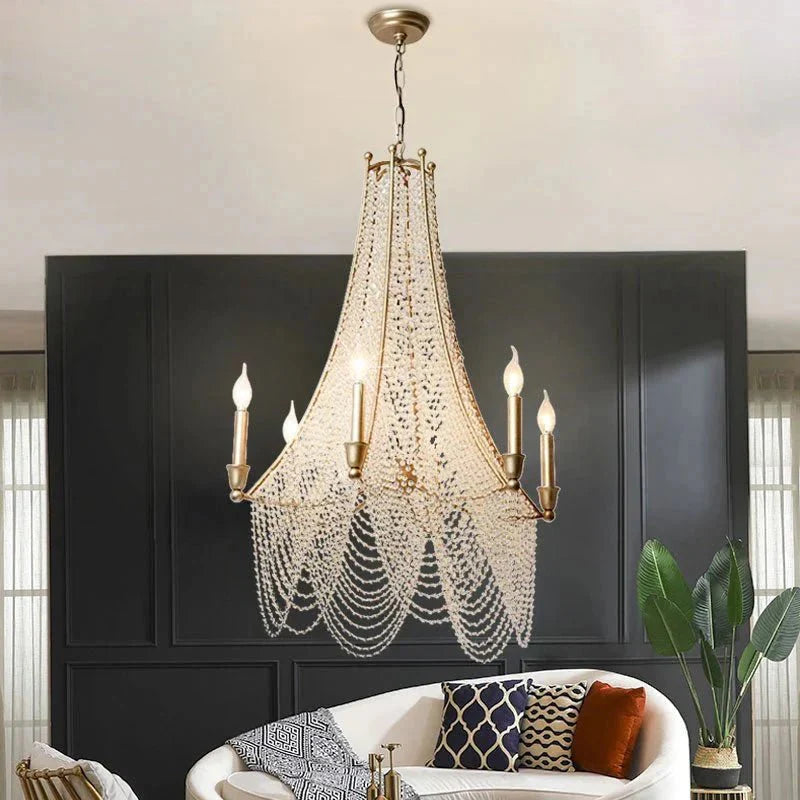 Extra Large European Crystal Beaded Chandelier Candle Light for Stairs / Duplex / Villa
