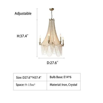 Extra Large European Crystal Beaded Chandelier Candle Light for Stairs / Duplex / Villa