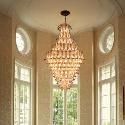Extra Large Luxury Multi-tier Gold Pendant Glass Chandelier for Stairs/Large High-ceiling Room