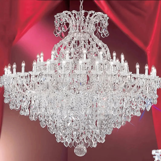 Extra Large Multi-layers Luxury Candle Branch Crystal Chandelier