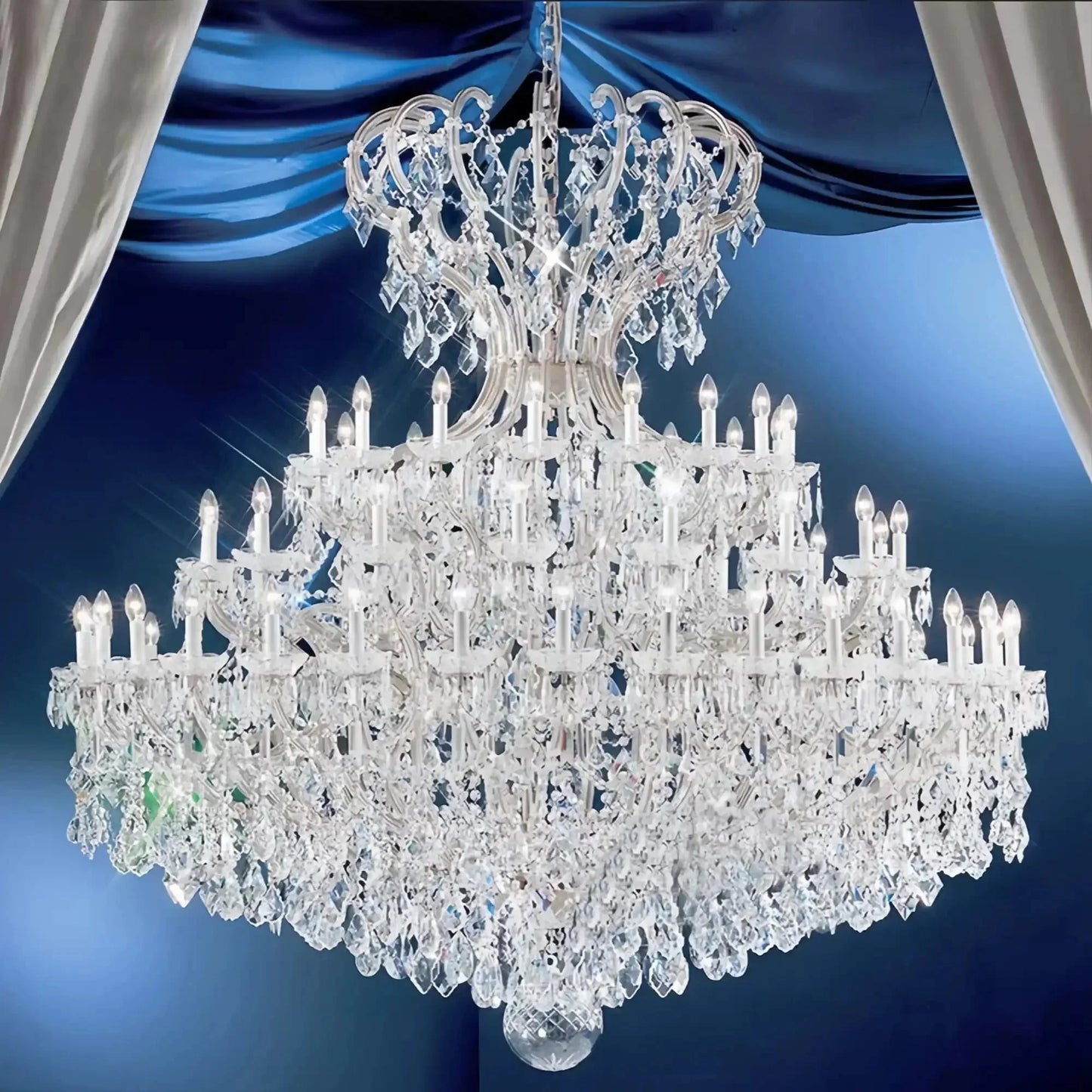 Extra Large Multi-layers Luxury Candle Branch Crystal Chandelier