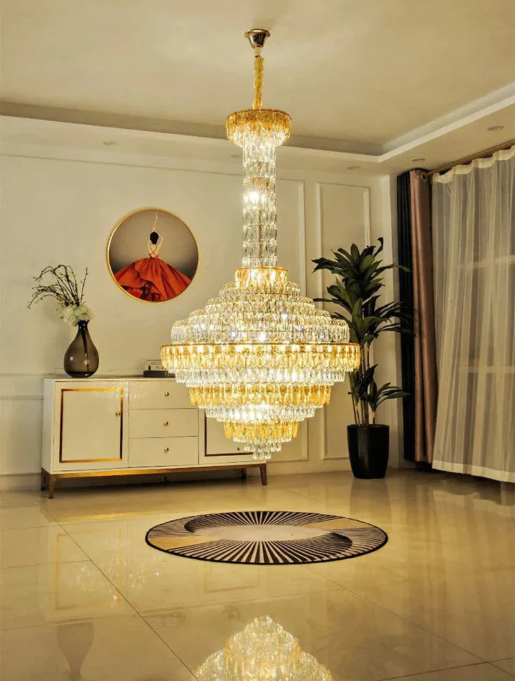 Extra Large Multi-tiered Empire Conical Funnel Crystal Chandelier for Big Hallway/Foyer/Staircase