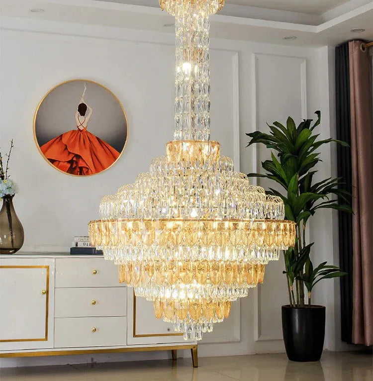 Extra Large Multi-tiered Empire Conical Funnel Crystal Chandelier for Big Hallway/Foyer/Staircase