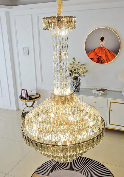 Extra Large Multi-tiered Empire Conical Funnel Crystal Chandelier for Big Hallway/Foyer/Staircase