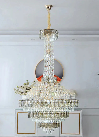 Extra Large Multi-tiered Empire Conical Funnel Crystal Chandelier for Big Hallway/Foyer/Staircase