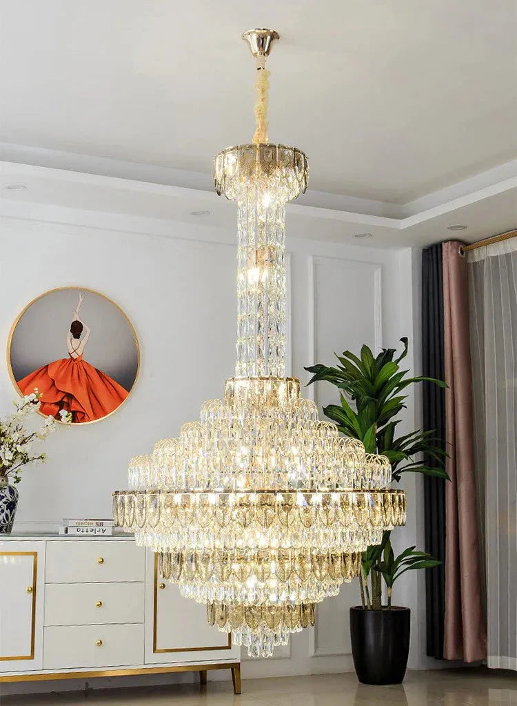 Extra Large Multi-tiered Empire Conical Funnel Crystal Chandelier for Big Hallway/Foyer/Staircase