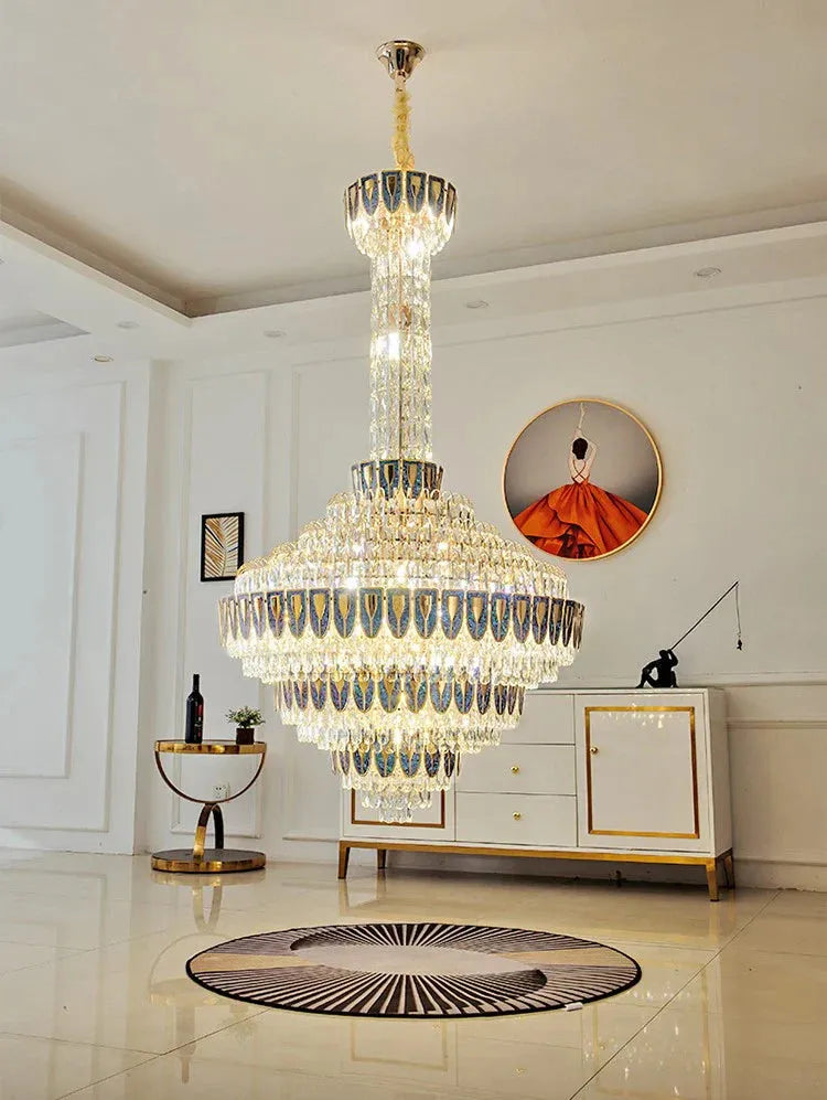 Extra Large Multi-tiered Empire Conical Funnel Crystal Chandelier for Big Hallway/Foyer/Staircase
