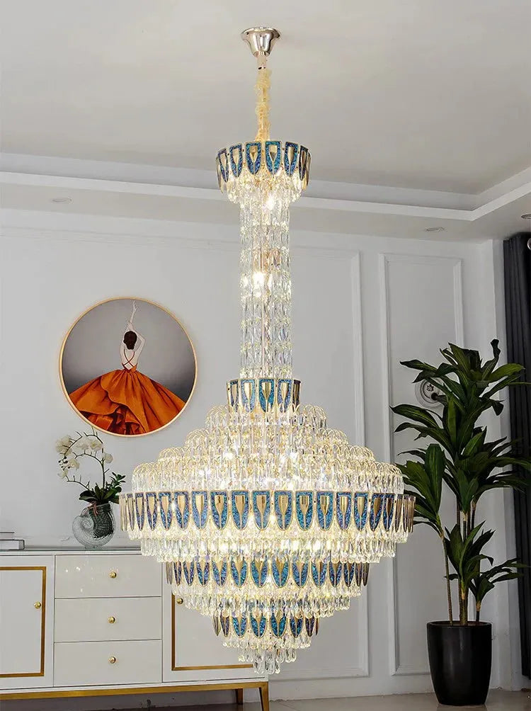 Extra Large Multi-tiered Empire Conical Funnel Crystal Chandelier for Big Hallway/Foyer/Staircase