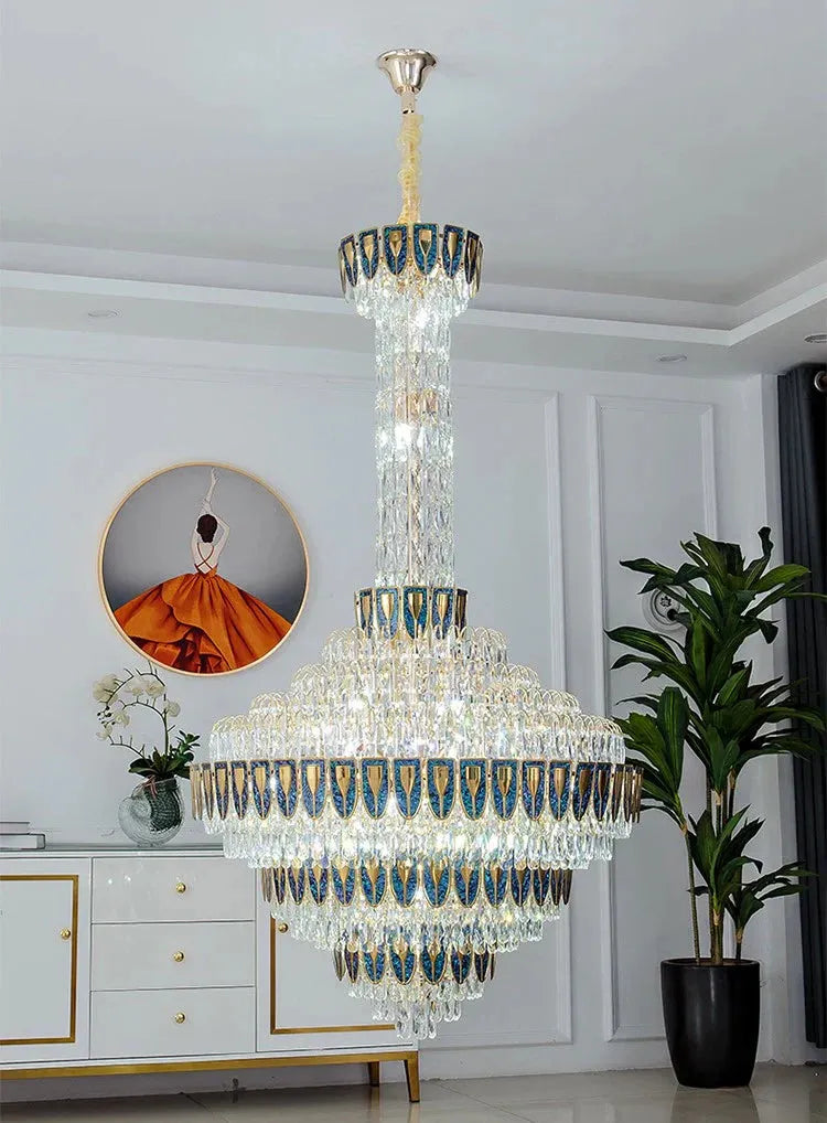 Extra Large Multi-tiered Empire Conical Funnel Crystal Chandelier for Big Hallway/Foyer/Staircase