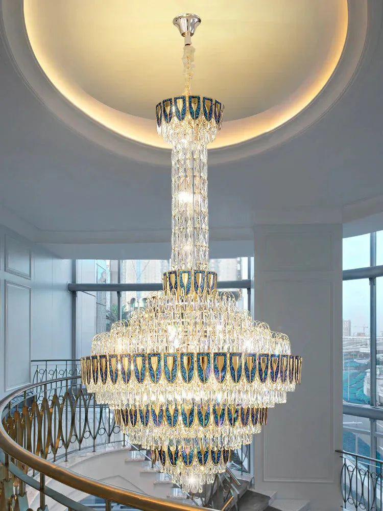 Extra Large Multi-tiered Empire Conical Funnel Crystal Chandelier for Big Hallway/Foyer/Staircase