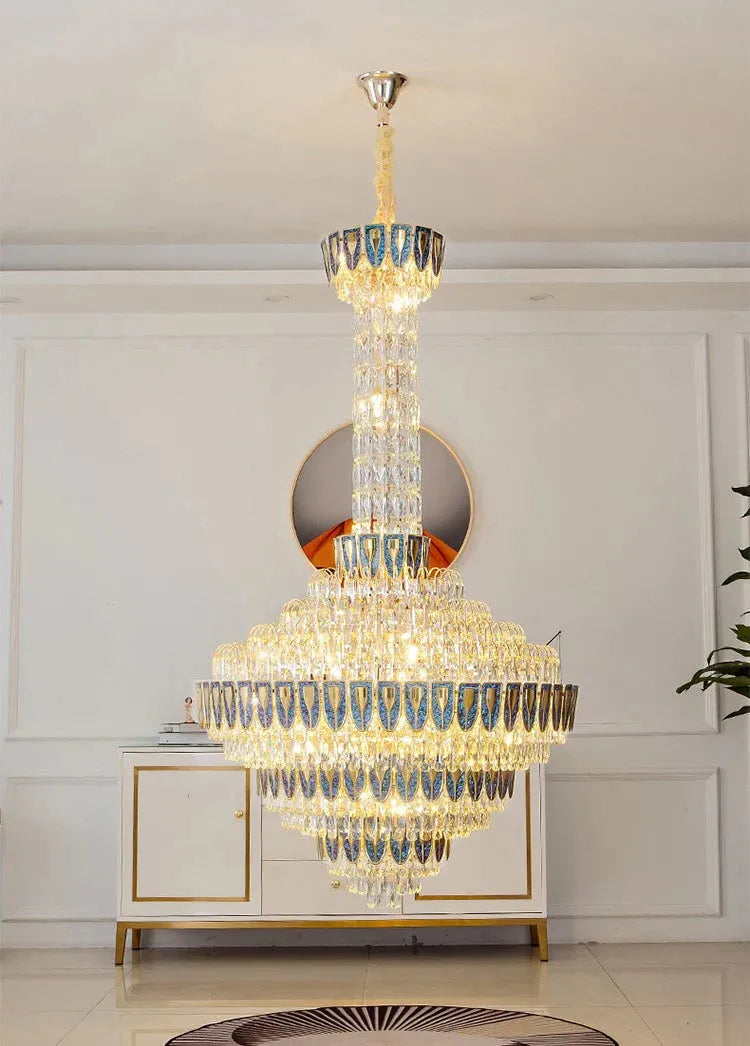 Extra Large Multi-tiered Empire Conical Funnel Crystal Chandelier for Big Hallway/Foyer/Staircase