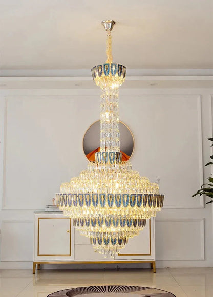 Extra Large Multi-tiered Empire Conical Funnel Crystal Chandelier for Big Hallway/Foyer/Staircase