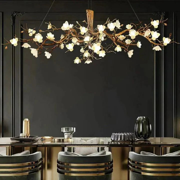 Flower Bloom Branch Brass Chandelier