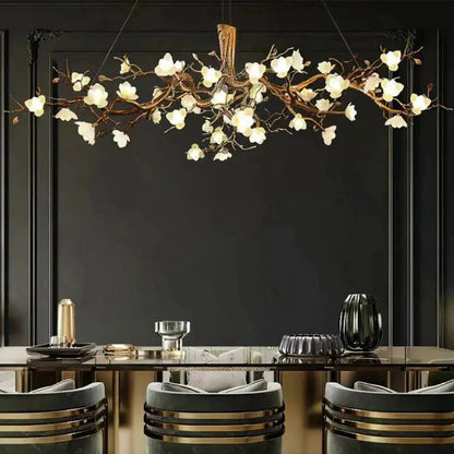 Flower Bloom Branch Brass Chandelier
