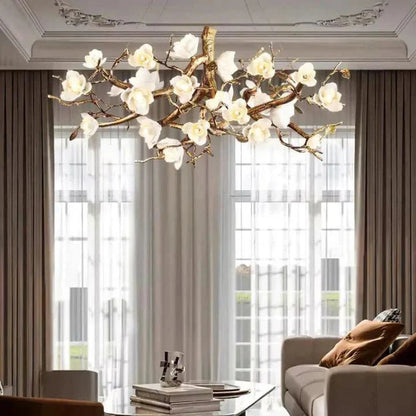 Flower Bloom Branch Brass Chandelier