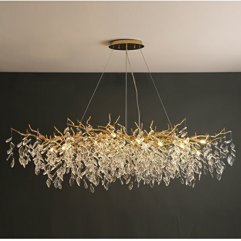 French Branch Crystal Chandelier with Elegant Crystal Leaves