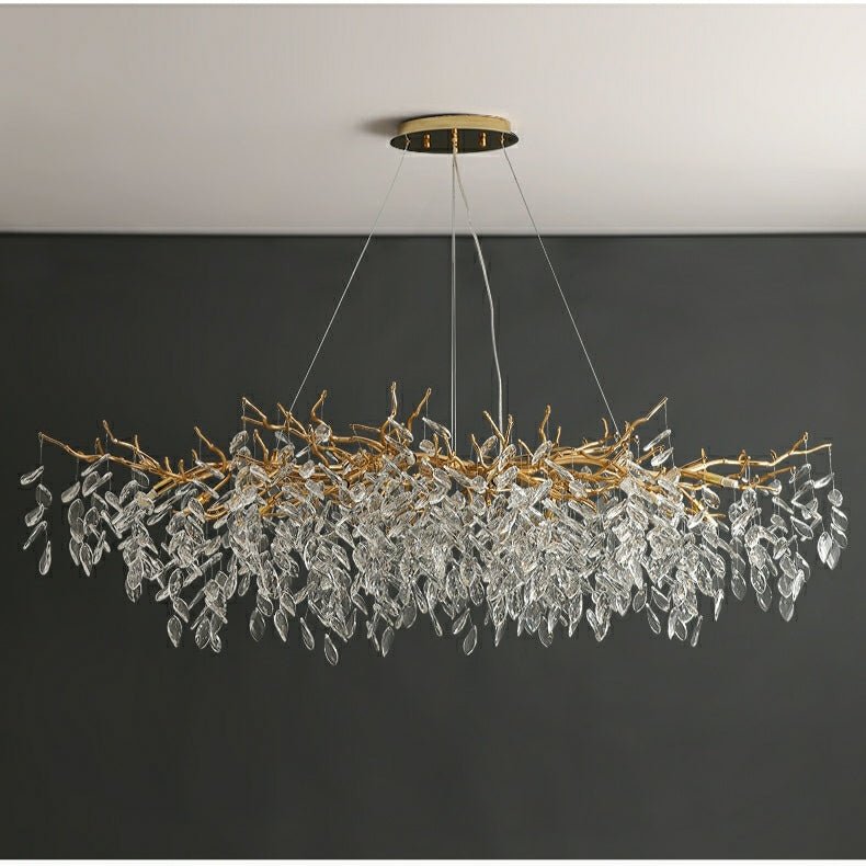 French Branch Crystal Chandelier with Elegant Crystal Leaves