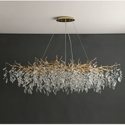 French Branch Crystal Chandelier with Elegant Crystal Leaves