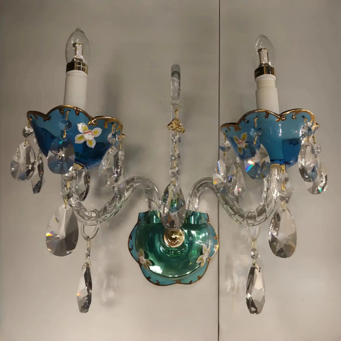 French Romantic Blue Crystal Designer Chandelier for Bedroom/Living Room/Dining Room