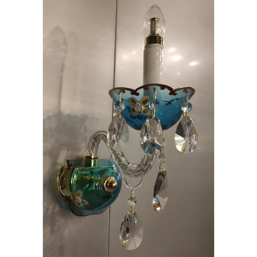 French Romantic Blue Crystal Designer Chandelier for Bedroom/Living Room/Dining Room
