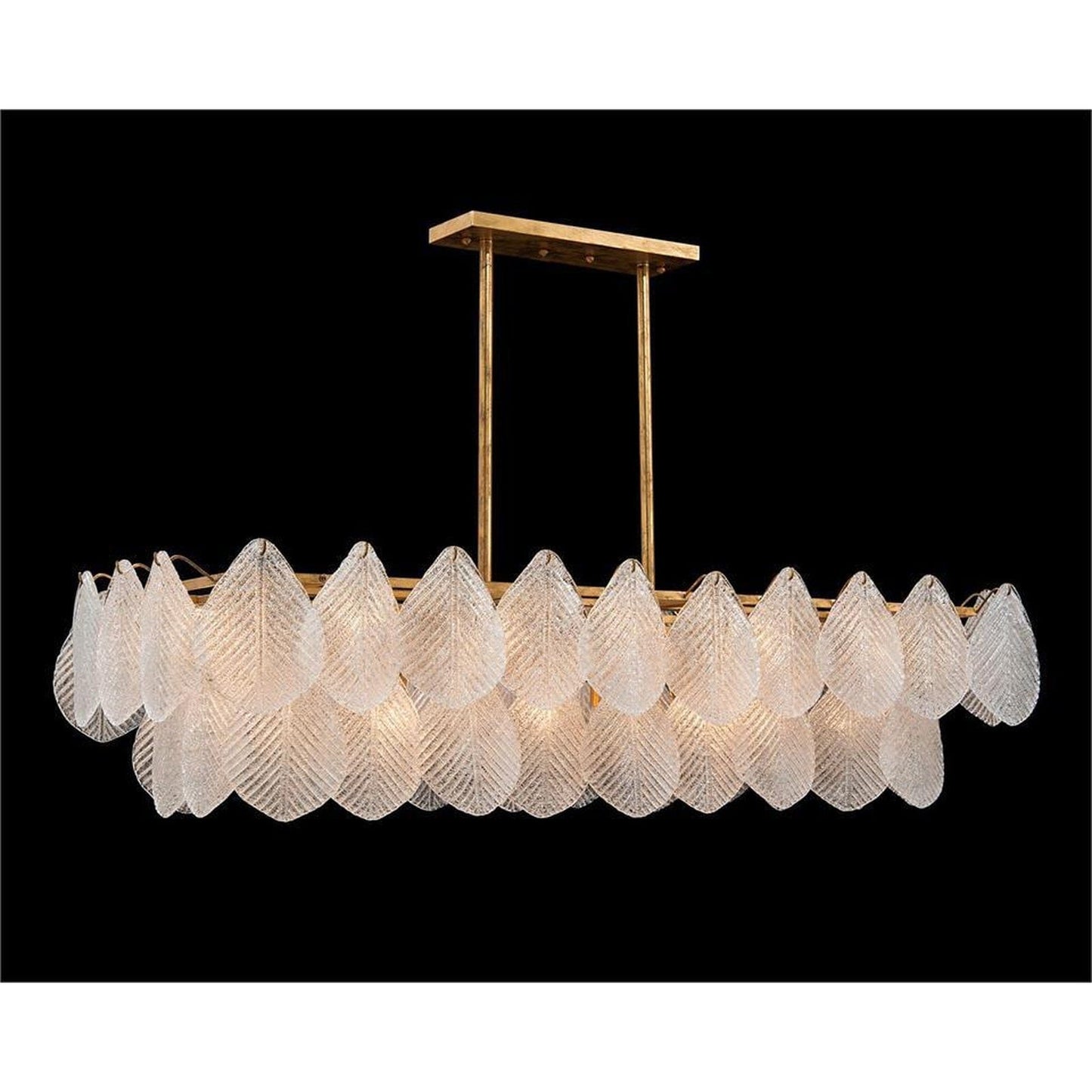 Frosted Glass Petal Horizontal Twenty-Four-Light Chandelier
