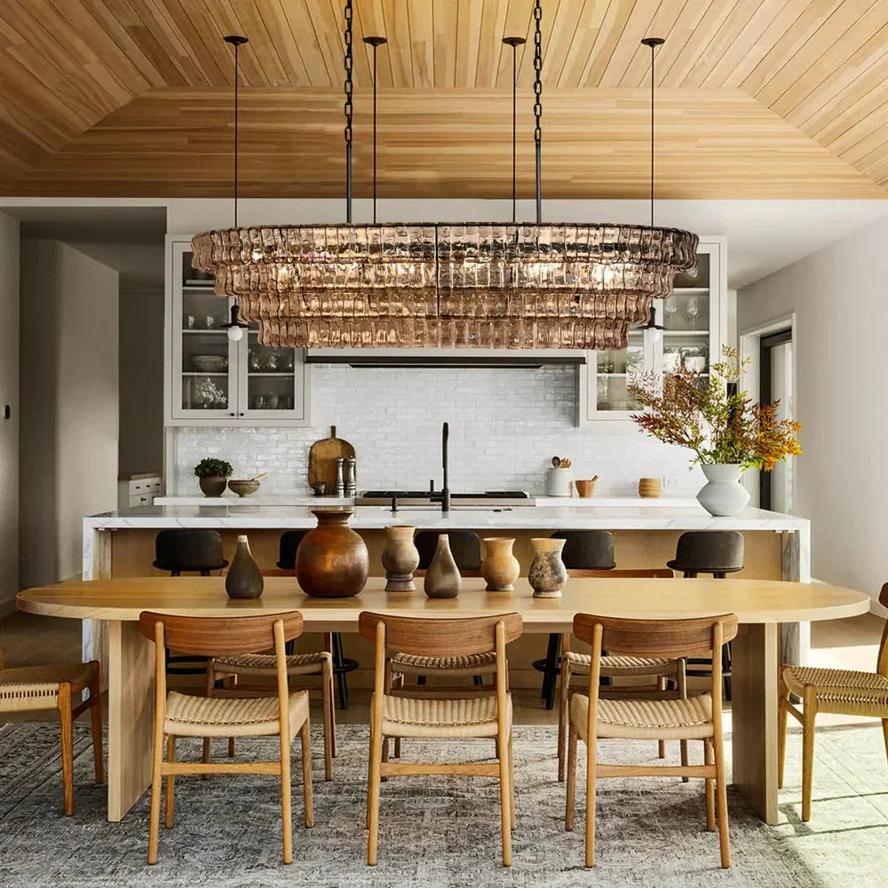 Ghiaccio Glass Oval Chandelier 54''65''