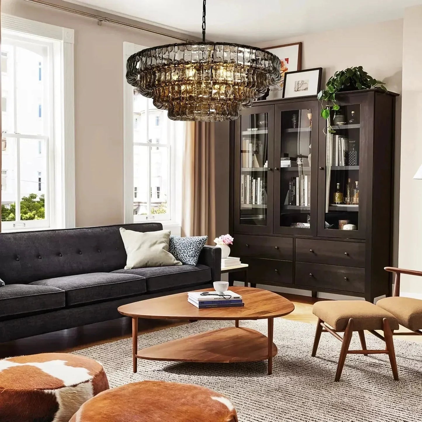 Ghiaccio Glass Round Chandelier 24" 36" 48" 60"