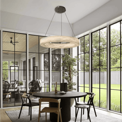 Glacera Alabaster Round Chandelier 19'' 27'' 36'' 60''D