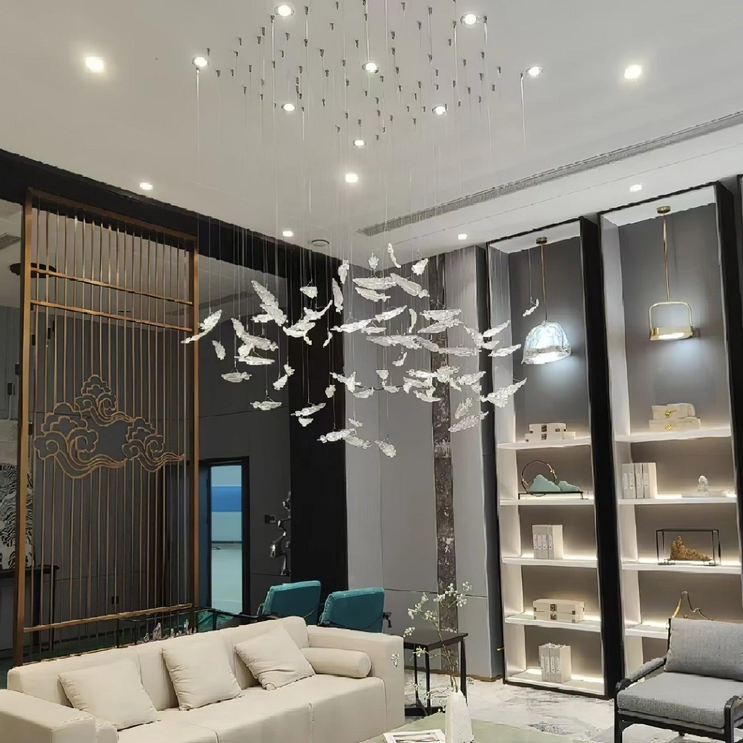 Glass Feathers Chandelier