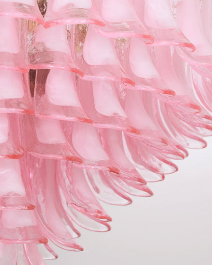 Gold & Pink Barcelona Murano Chandelier with 16 E14 Bulbs