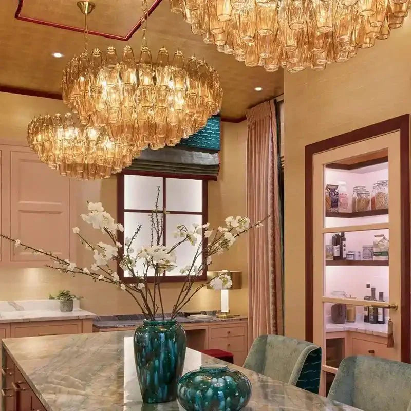 Hand Blown Tier Glass Large Murano Chandelier 24"31"40"