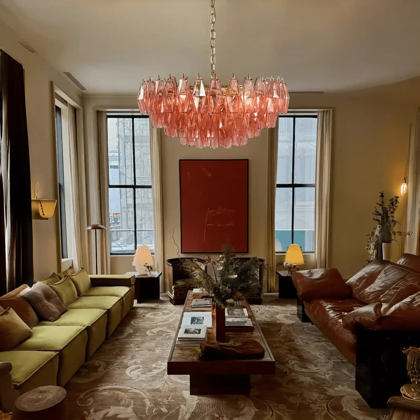 Hand Blown Tier Glass Large Murano Chandelier 24"31"40"