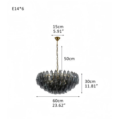 Hand Blown Tier Glass Large Murano Chandelier 24"31"40"