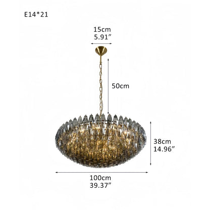 Hand Blown Tier Glass Large Murano Chandelier 24"31"40"