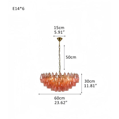 Hand Blown Tier Glass Large Murano Chandelier 24"31"40"