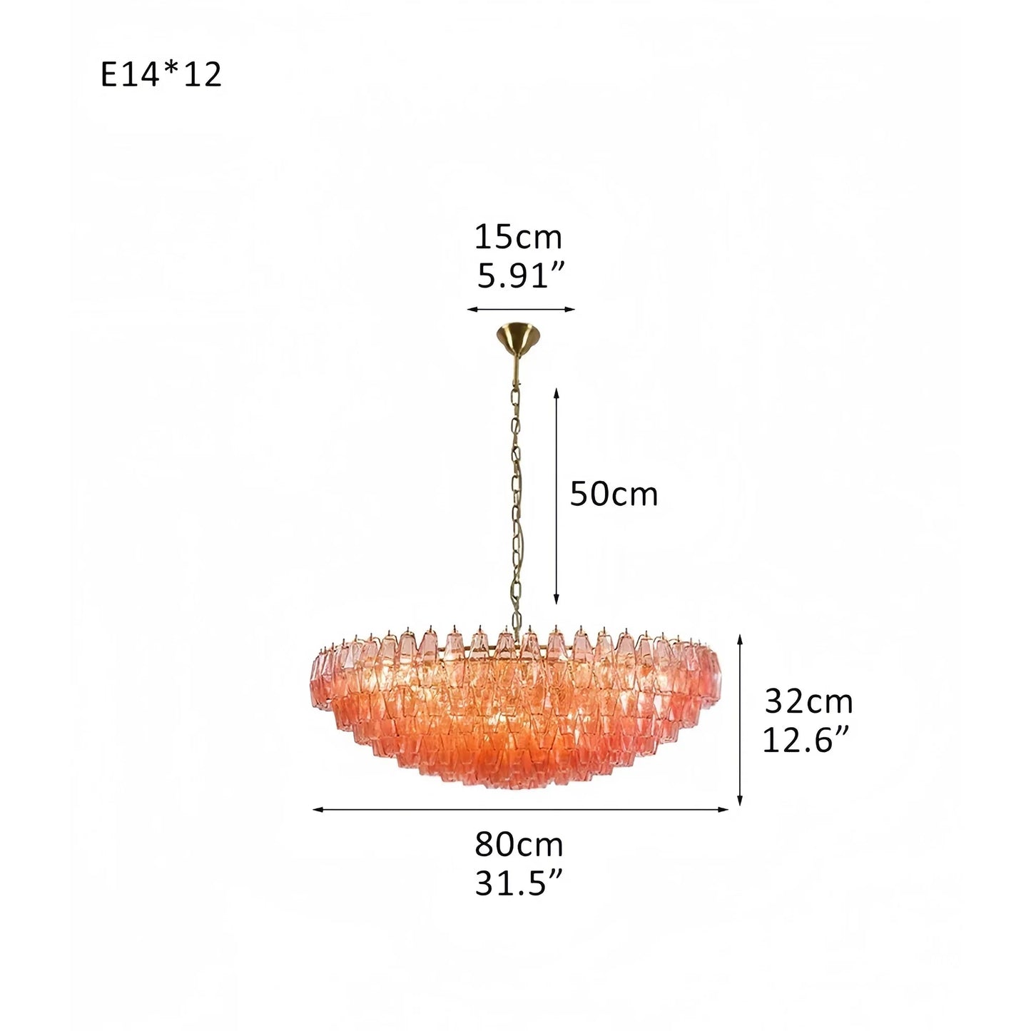 Hand Blown Tier Glass Large Murano Chandelier 24"31"40"