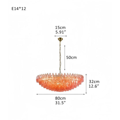 Hand Blown Tier Glass Large Murano Chandelier 24"31"40"