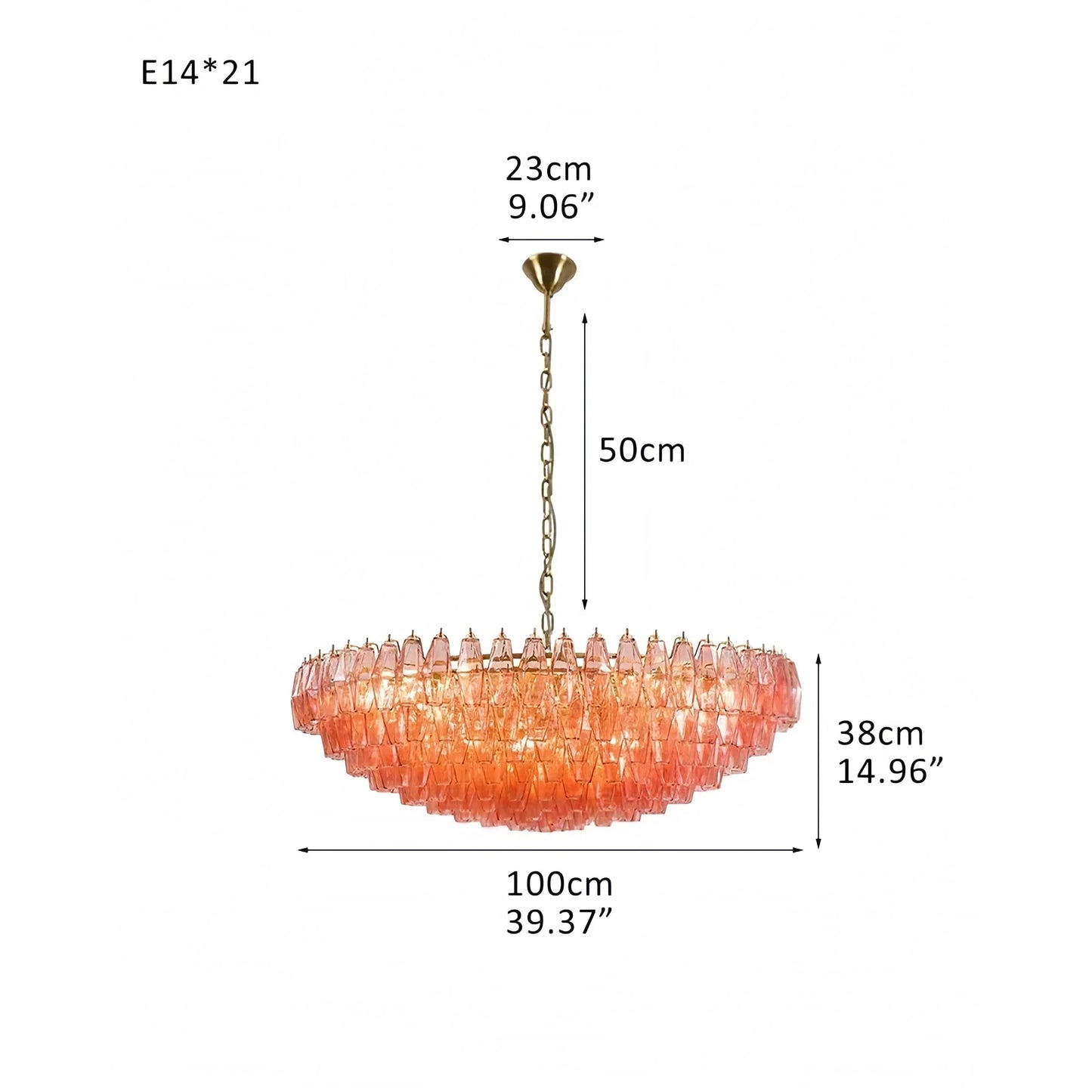 Hand Blown Tier Glass Large Murano Chandelier 24"31"40"