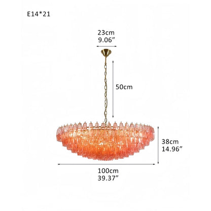 Hand Blown Tier Glass Large Murano Chandelier 24"31"40"