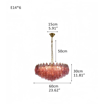 Hand Blown Tier Glass Large Murano Chandelier 24"31"40"